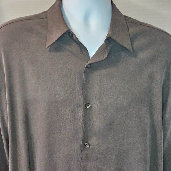Tommy Bahama Other - Tommy Bahama Long Sleeve Button Down Silk Shirt, Brown, Size Medium